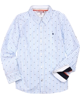 Boboli Boys Long Sleeve Shirt in Stripes and Dots Print