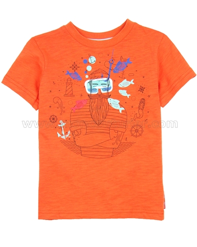 Deux par Deux Orange T-shirt with Print Le Grand Bleu