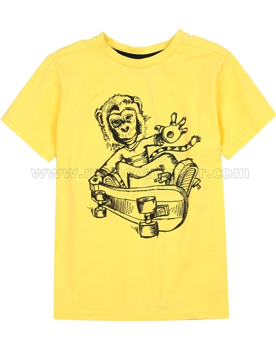 Deux par Deux Yellow T-shirt with Print Monkey See Monkey Do