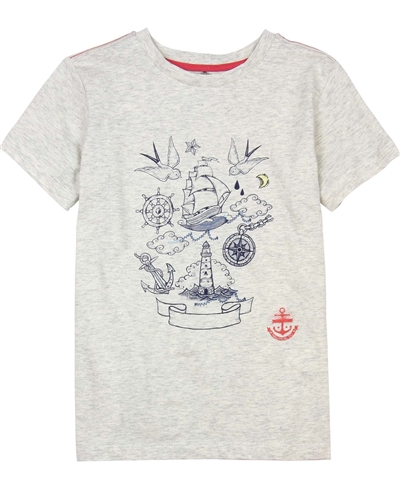 Deux par Deux Printed T-shirt in Gray Only Pirates Allowed