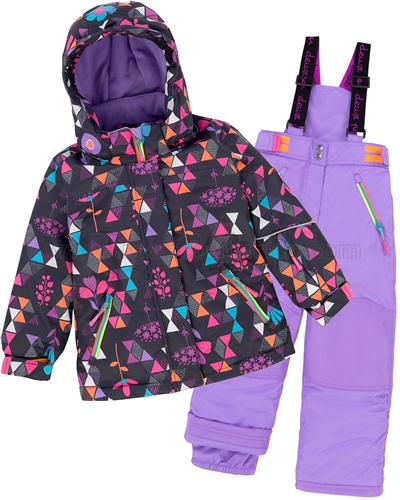 Deux par Deux Girls' 2-Piece Snowsuit Confetti Garden Purple