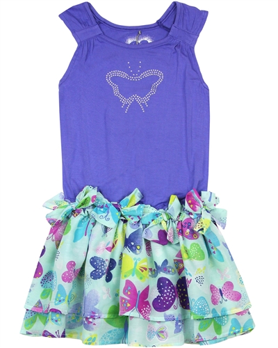 Deux par Deux Printed Dress with Bows Miss Butterfly