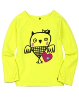 Deux par Deux Yellow Top with Print Owl You Need is Love