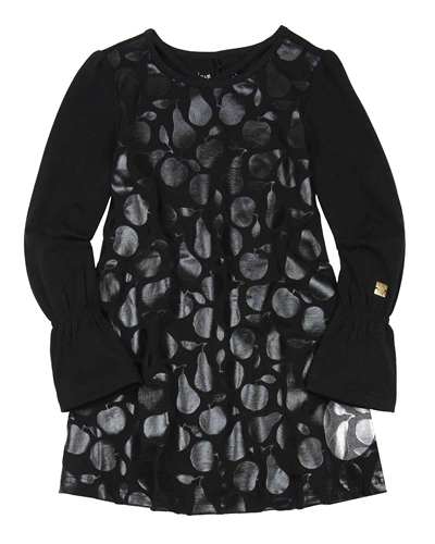 Deux par Deux Tunic in Apples and Pears Print Black and White