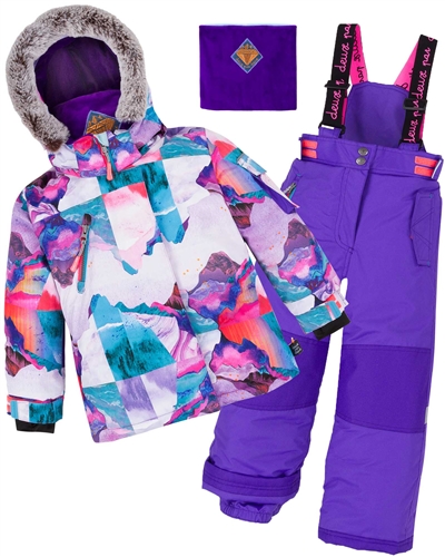 Deux par Deux Girls' 2-Piece Snowsuit Magic Hour Purple