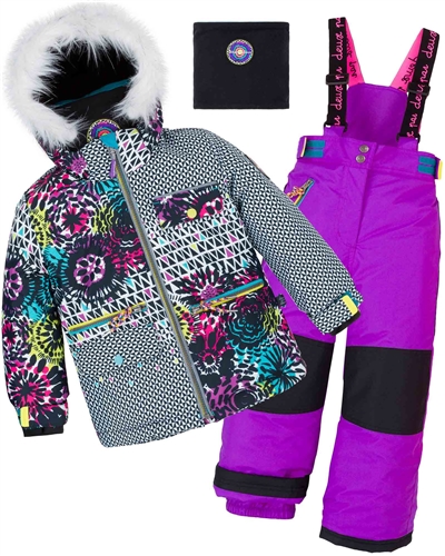 Deux par Deux Girls' 2-Piece Snowsuit Great Escape Purple