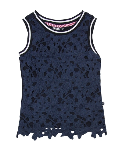 Dress Like Flo Top with Lace Front in Navy