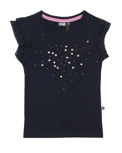 Dress Like Flo Top with Chiffon Sleeves in Navy