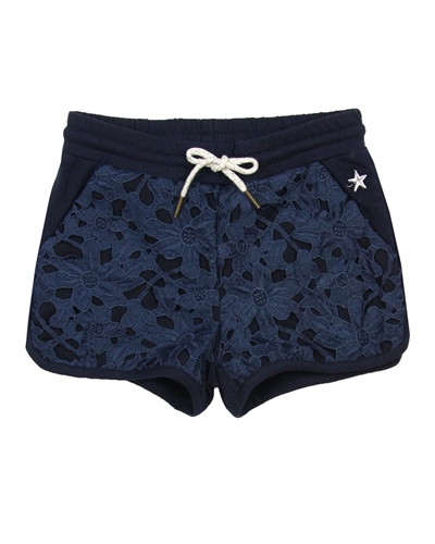 Dress Like Flo Shorts with Lace Front in Navy