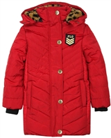 Dress Like Flo Quilted Puffer Coat in Red