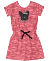 Gloss Girls Striped Jersey Dress with Cat Print