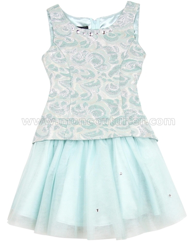 Biscotti Charmed Life Aqua Dress with Tulle Bottom