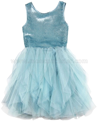 Biscotti Grand Entrance Party Dress with Tulle Skirt Blue