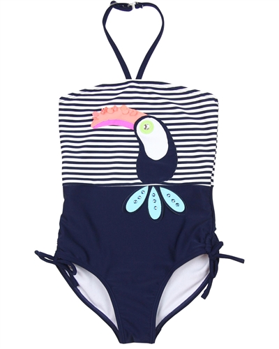 Kate Mack Girls' Swimsuit with Parrot Daisy Crew