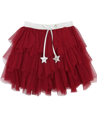 Kate Mack Holiday Magic Tiered Tulle Skirt in Red