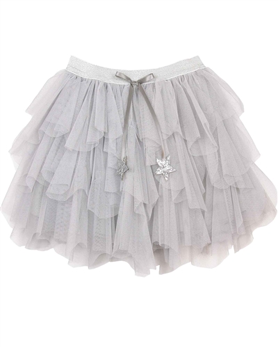 Kate Mack Holiday Magic Tiered Tulle Skirt in Gray
