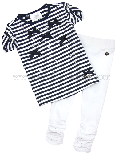 Le Chic Baby Girl T-shirt with Bows and Leggings