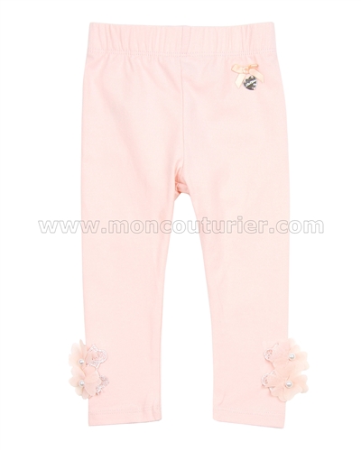Le Chic Baby Leggings with Organza Flowers Peach
