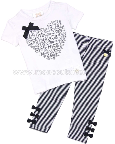 Le Chic Baby Girl T-shirt and Striped Leggings Set