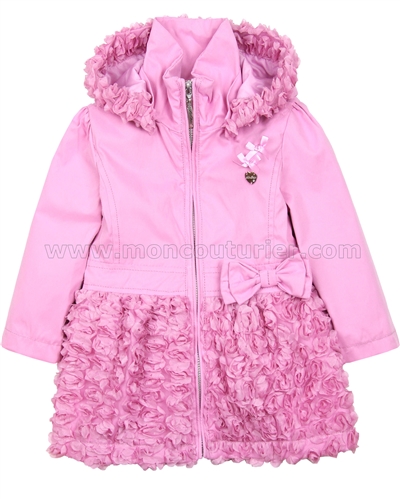 Le Chic Baby Girl Coat with Chiffon Rosettes Bottom