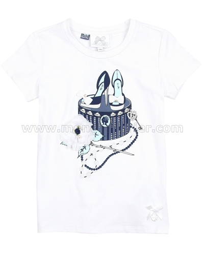Le Chic Embellished T-shirt with Shoe Print