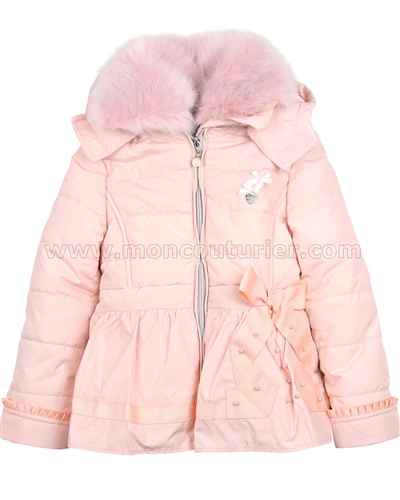 Le Chic Puffer Jacket with Satin Bow Peach