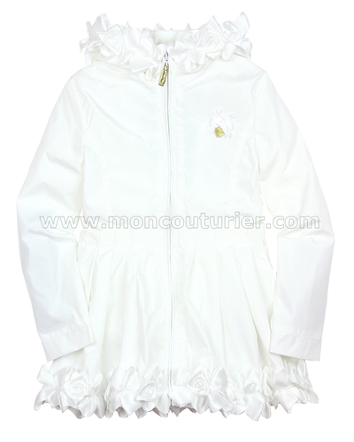 Le Chic Girls' White Coat with Rosettes