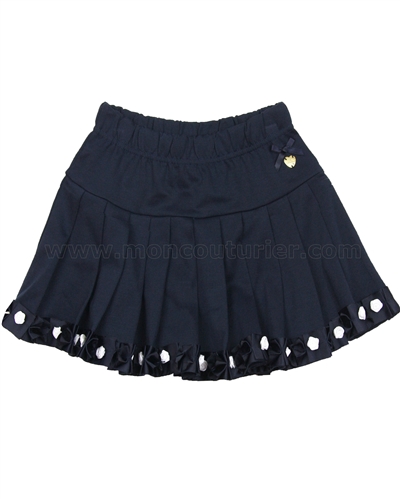 Le Chic Girls' Navy Pleated Skirt