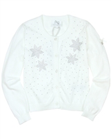 Le Chic Girls' Cardigan with Rhinestones in White