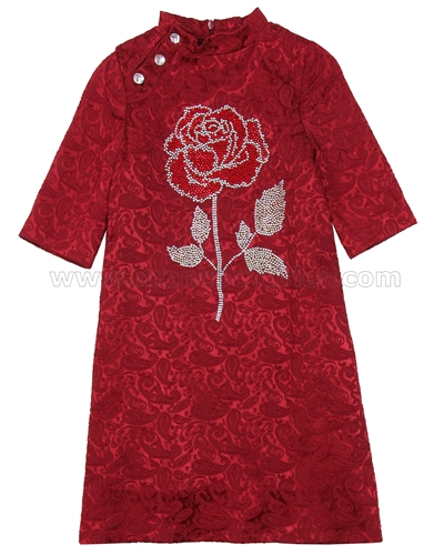 Love Made Love Jacquard Dress with Crystal Rose