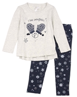 Losan Girls T-shirt with Mittens and Fleece Leggings Set