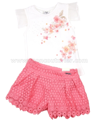 Mayoral Girl's Top and Lace Shorts  Set