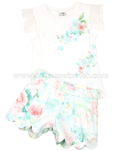 Mayoral Girl's Top and Floral Shorts  Set