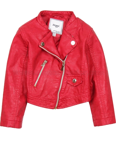 Mayoral Girl's Pleather Jacket Red