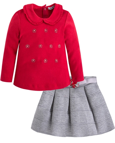 Mayoral Girl's Top and Pleated Skirt Set