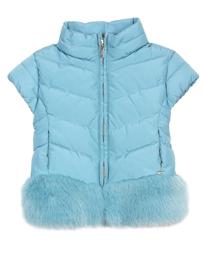 Mayoral Girl's Aqua Puffer Vest with Fur