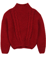 Mayoral Girl's Cable Knit Pullover in Carmine