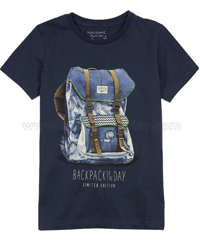 Mayoral Boy's T-shirt with Printed Backpack Navy