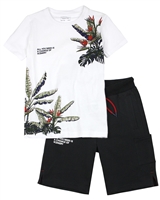 Mayoral Junior Boys' T-shirt with Tropical Print and Shorts Set
