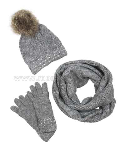 Mayoral Junior Girl's Hat, Scarf and Gloves Gray