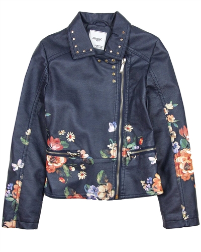 Mayoral Junior Girl's Floral Print Pleather Jacket