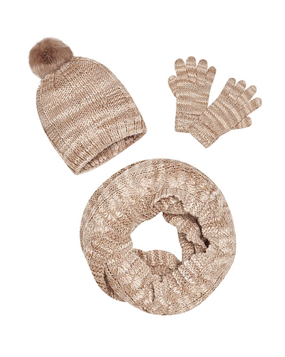 Mayoral Junior Girl's Taupe Hat, Scarf and Gloves Set