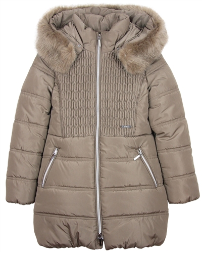 Mayoral Junior Girl's Taupe Puffer Coat with Hood