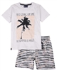 Quimby Boys T-shirt with Palm Print and Striped Swim Shorts Set