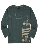 Quimby Boys T-shirt in Skateboard Print in Green