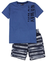 Quimby Boys T-shirt and Striped Shorts Set in Blue/Navy