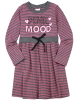 Quimby Girls Striped Jersey Dress in Grey
