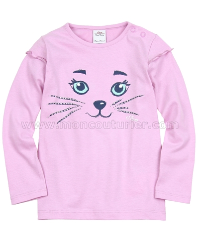 s.Oliver Baby Girls Top with Cat Face Pale Pink