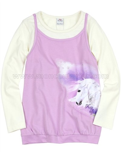 s.Oliver Girls' Long Sleeve Layered Top with a Horse Print