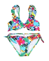 Tuc Tuc Girl's Ruffled Bikini in Tropical Print